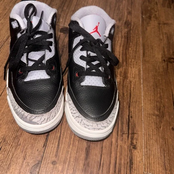 Jordan Kids Black and White Sneakers with Red Accents